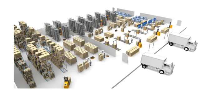 Illustration of a multi storage warehouse.