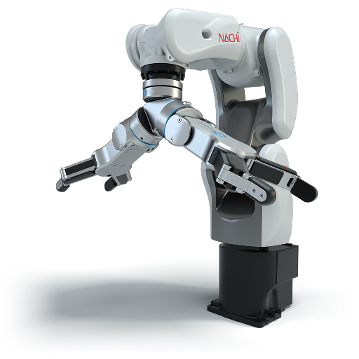 Nachi robot med Onrobot Dual RG2 Grippers. Eksempel på robotgriber velegnet til maskinpasning.
