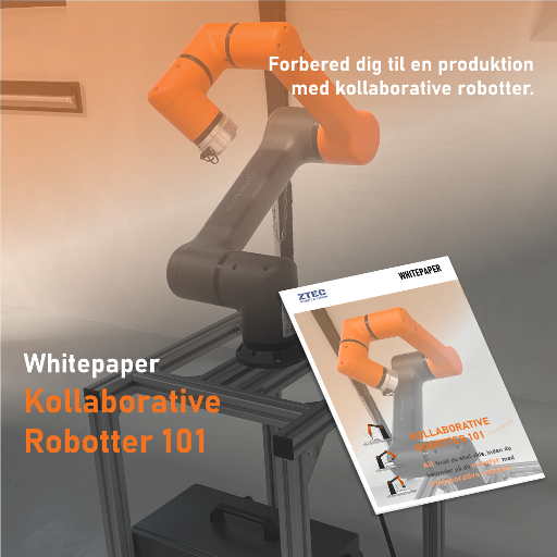 Kollaborative robotter 101 guide til produktion med kollaborative robotter. ZTEC forbereder dig til en produktion med kollaborative robotter. Vi klæder dig på til en produktion med cobot automation.