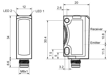 FR 25-RF-NS-M4 dimensional drawing