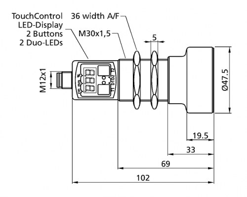 UMT 30-3400-AE-IUD-L5 dimensional drawing