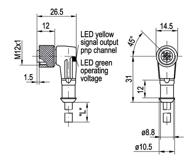 L3-2m-W-PL-PUR dimensional drawing