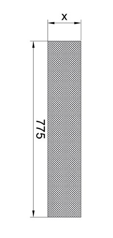 RF 775x100mm dimensional drawing