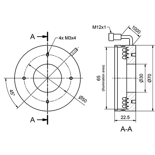 LR 70 UV-24-KFL5 dimensional drawing