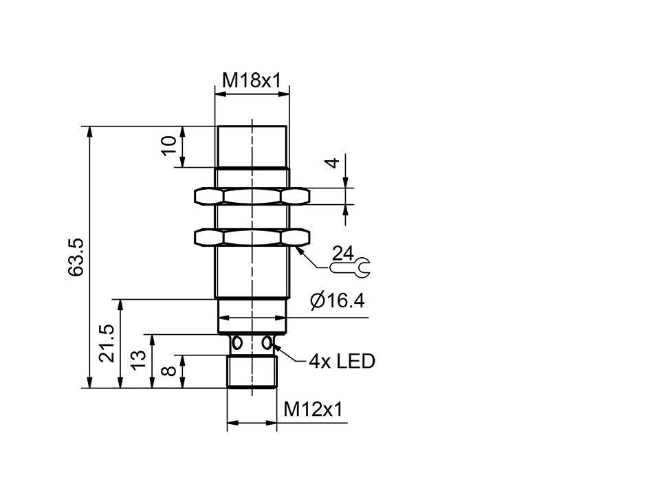 IMT 18-S-NB2-PSL-L4M dimensional drawing